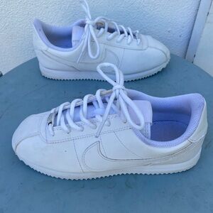 Grade School Nike Cortez Triple White Shoes (5 Youth)